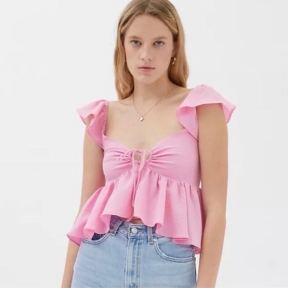 Urban outfitters pink babydoll keyhole top- size S
